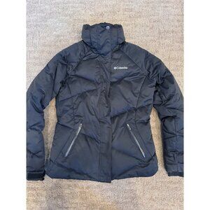 Columbia Jacket Womens S Black Lay D Down Fill Mid Coat Hooded Omni Heat Shield